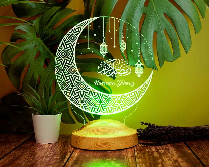 Ramazan Hediyesi Kişiye Özel Kandilli Led Lamba, Ramazan Hediyeleri Hilal & Kandil Tasarımlı Hediyelik Gece Lambası