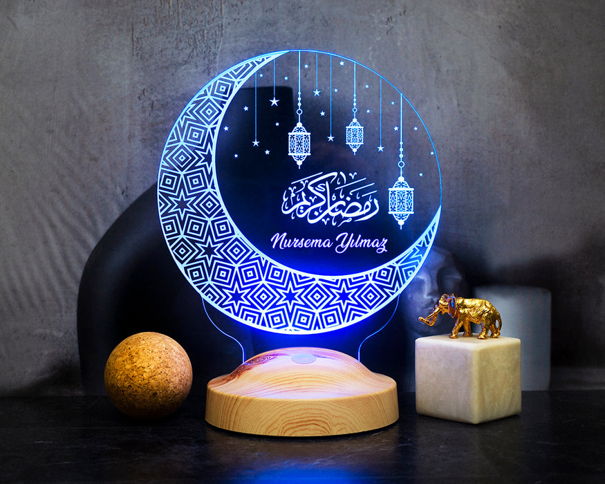 Ramazan Hediyesi Kişiye Özel Kandilli Led Lamba, Ramazan Hediyeleri Hilal & Kandil Tasarımlı Hediyelik Gece Lambası