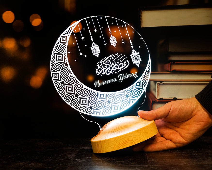 Ramazan Hediyesi Kişiye Özel Kandilli Led Lamba, Ramazan Hediyeleri Hilal & Kandil Tasarımlı Hediyelik Gece Lambası