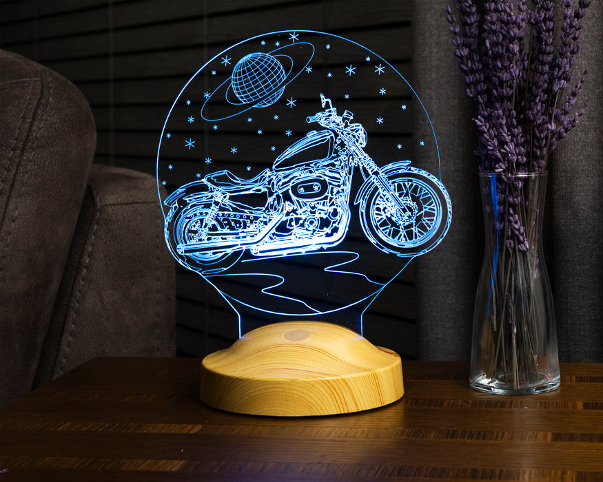 Chopper Motorsiklet, Motor Hayranlarına Hediye 3 Boyutlu, 3D Led Lamba