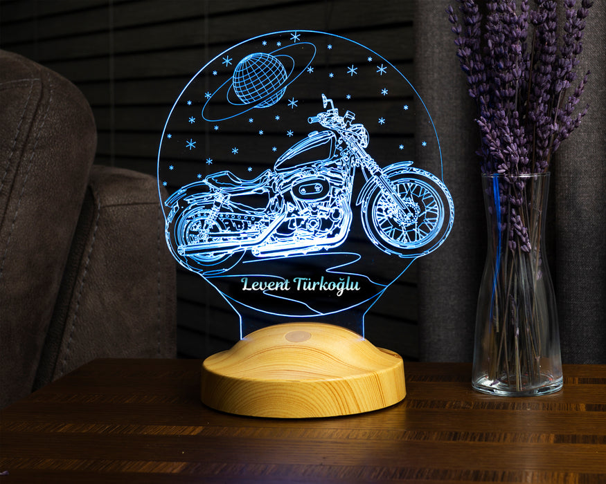 Chopper Motorsiklet, Motor Hayranlarına Hediye 3 Boyutlu, kişiye Özel motosiklet 3D Led Lamba