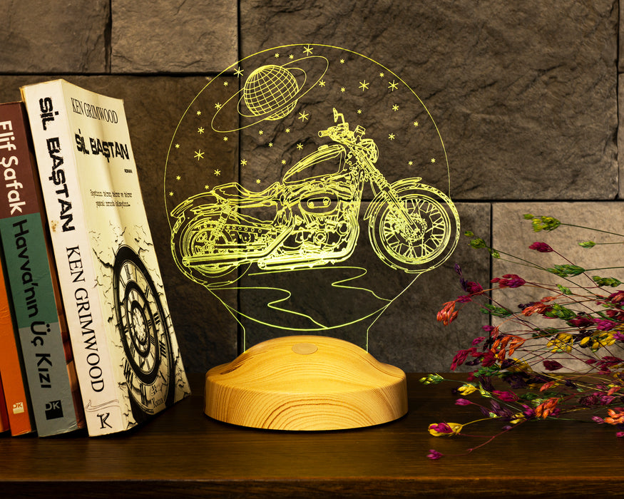 Chopper Motorsiklet, Motor Hayranlarına Hediye 3 Boyutlu, 3D Led Lamba