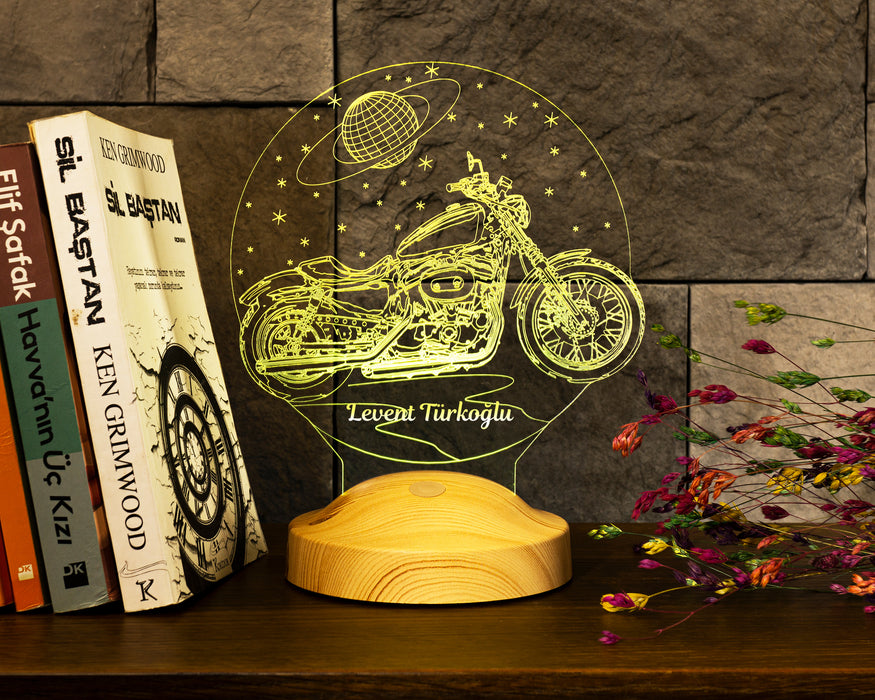 Chopper Motorsiklet, Motor Hayranlarına Hediye 3 Boyutlu, kişiye Özel motosiklet 3D Led Lamba