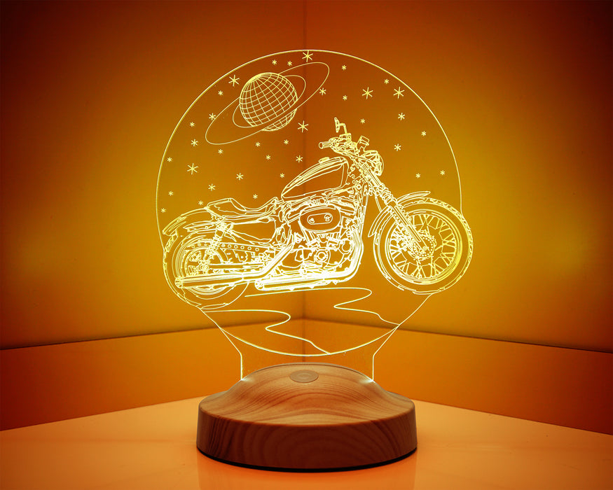 Chopper Motorsiklet, Motor Hayranlarına Hediye 3 Boyutlu, 3D Led Lamba