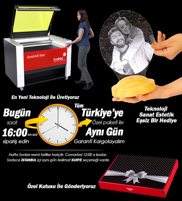 Fotoğraflı Kişiye Özel Hediye, Oval Led Lamba, Sevgiliye Özel Ürünler, Yıl Dönümü Hediyesi, Doğum Günü Hediyesi