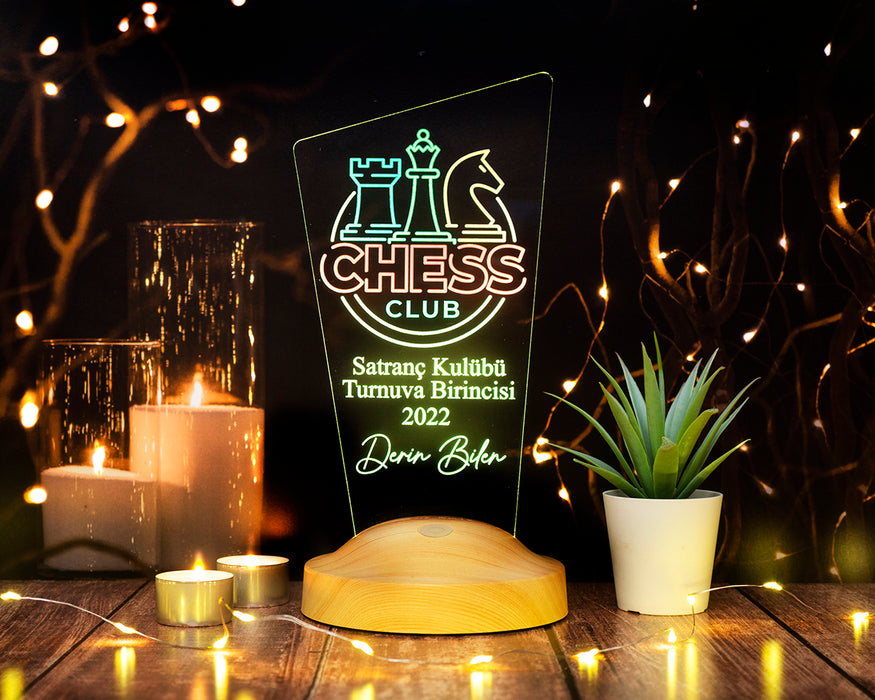 Satranç Temalı Hediye Gece Lambası – Satranç Turnuvası Ödülü -  Satranç Tutkunlarına Özel Hediyesi