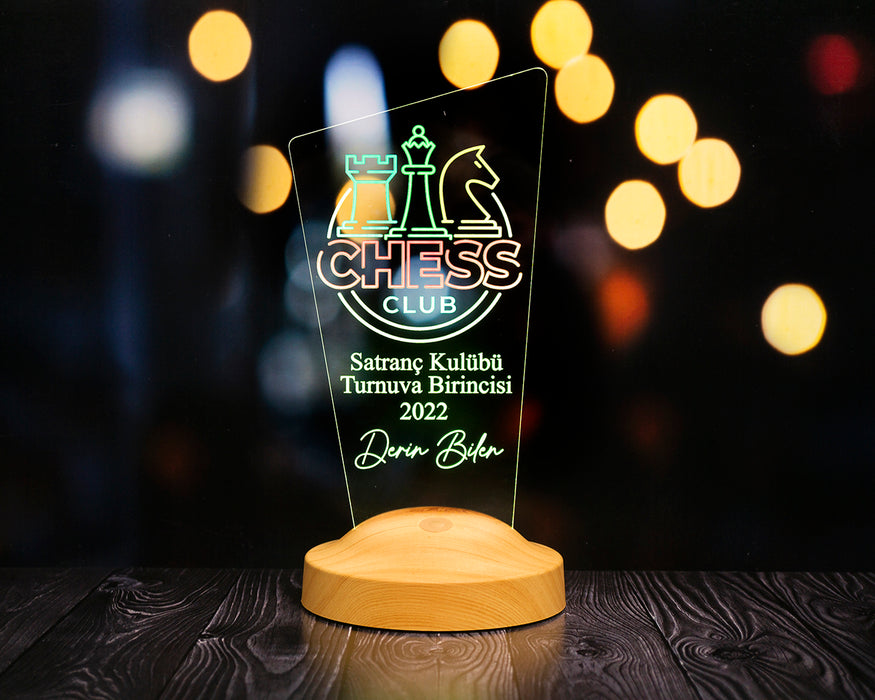 Satranç Temalı Hediye Gece Lambası – Satranç Turnuvası Ödülü -  Satranç Tutkunlarına Özel Hediyesi
