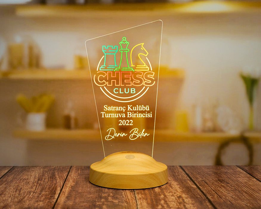 Satranç Temalı Hediye Gece Lambası – Satranç Turnuvası Ödülü -  Satranç Tutkunlarına Özel Hediyesi