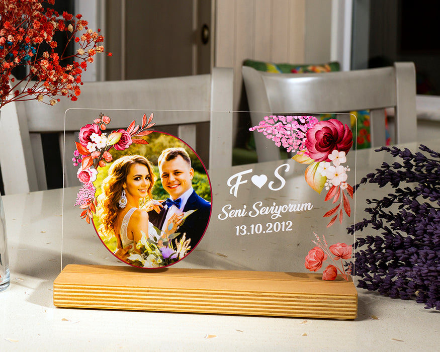 Kişiye Özel Pleksi Şeffaf Tablo Fotoğraflı Yıldönümü Hediyesi Hediye Paketli