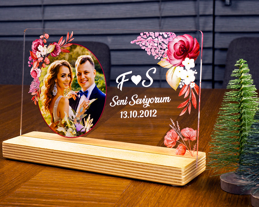 Kişiye Özel Pleksi Şeffaf Tablo Fotoğraflı Yıldönümü Hediyesi Hediye Paketli