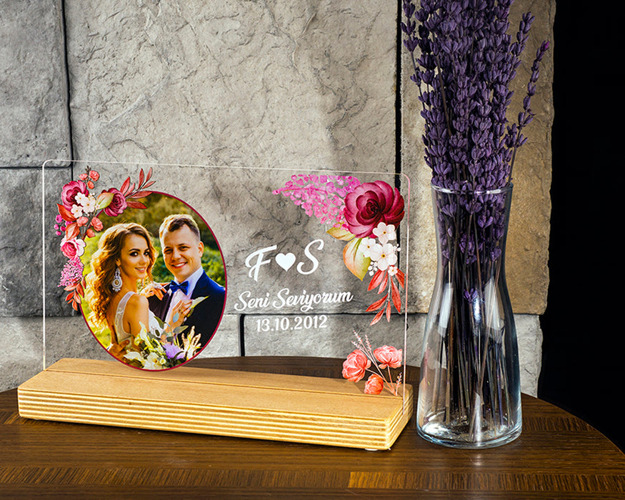 Kişiye Özel Pleksi Şeffaf Tablo Fotoğraflı Yıldönümü Hediyesi Hediye Paketli