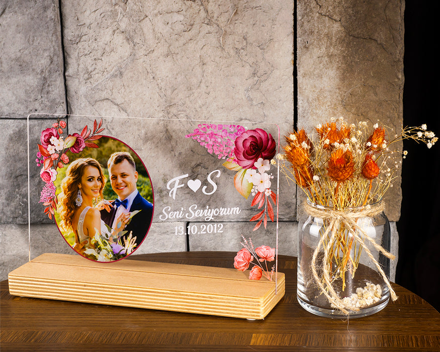 Kişiye Özel Pleksi Şeffaf Tablo Fotoğraflı Yıldönümü Hediyesi Hediye Paketli