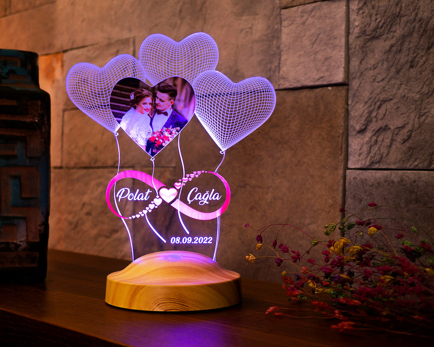 Resimli Sevgililer Günü Hediyesi Fotoğraflı Sonsuz Aşk Hediyesi, Sevgiliye, Eşe Hediye Kişiye Özel 3D Boyutlu Led