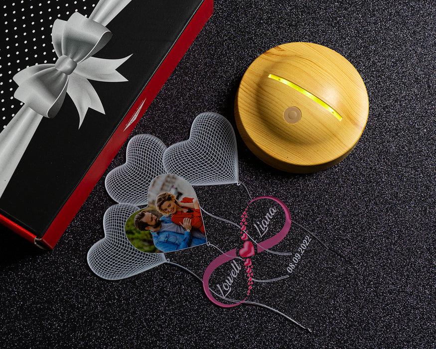 Resimli Sevgililer Günü Hediyesi Fotoğraflı Sonsuz Aşk Hediyesi, Sevgiliye, Eşe Hediye Kişiye Özel 3D Boyutlu Led