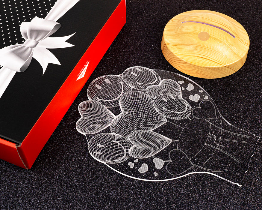 3D Smiley ve Kalpli LED Lamba – Sevgiliye Doğum Günü Hediyesi