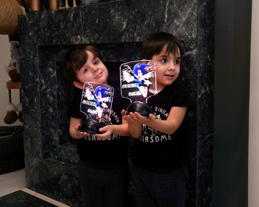 Sonic Tasarımlı İsimli 3D LED Lamba – Çocuk Odası Hediyelik