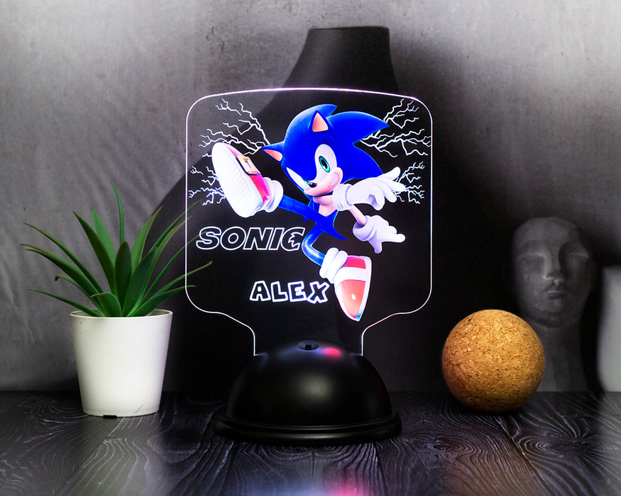 Sonic Tasarımlı İsimli 3D LED Lamba – Çocuk Odası Hediyelik