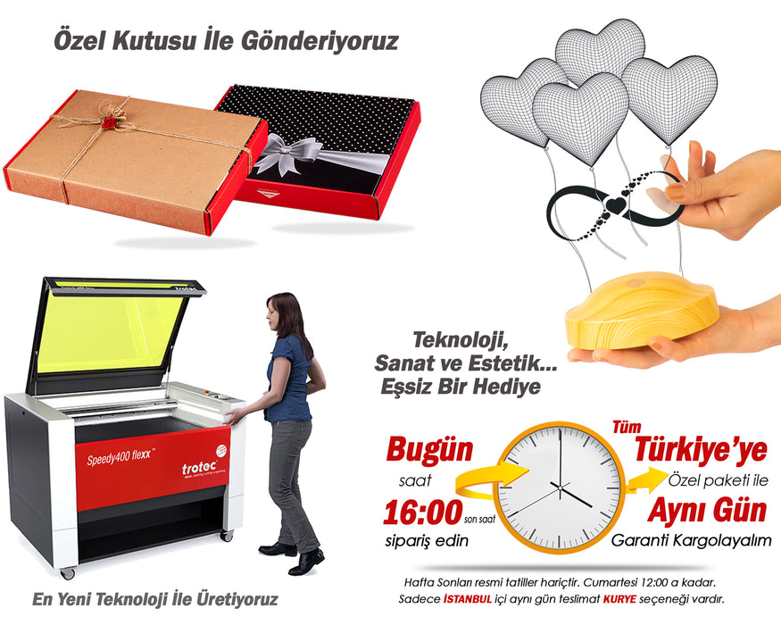 Sevgiliye Hediye, Sonsuz Aşk, Kalpler ve Sonsuzluk Hediyesi, İsimli 3 Boyutlu Led Lamba