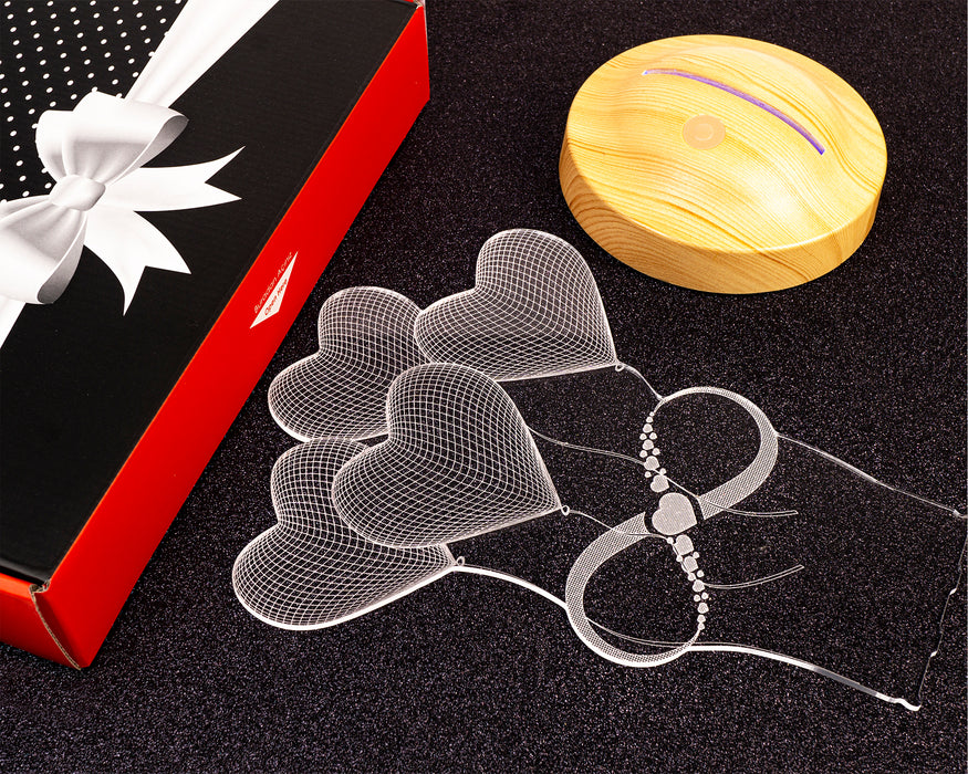 Sevgiliye Hediye, Sonsuz Aşk, Kalpler ve Sonsuzluk Hediyesi, İsimli 3 Boyutlu Led Lamba