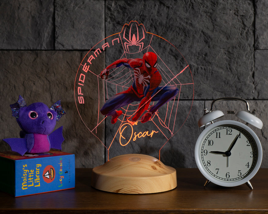 Spiderman Örümcek Adam Spider Man Figürlü Kişiye Özel Gece Lambası, 3D Led Lamba, Spider-Man Erkek Çocuk Hediyesi Renkli