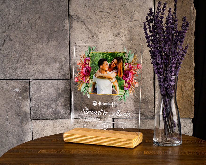 Kişiye Özel Pleksi Şeffaf Tablo Fotoğraflı Spotify Barkodlu Hediye Paketli