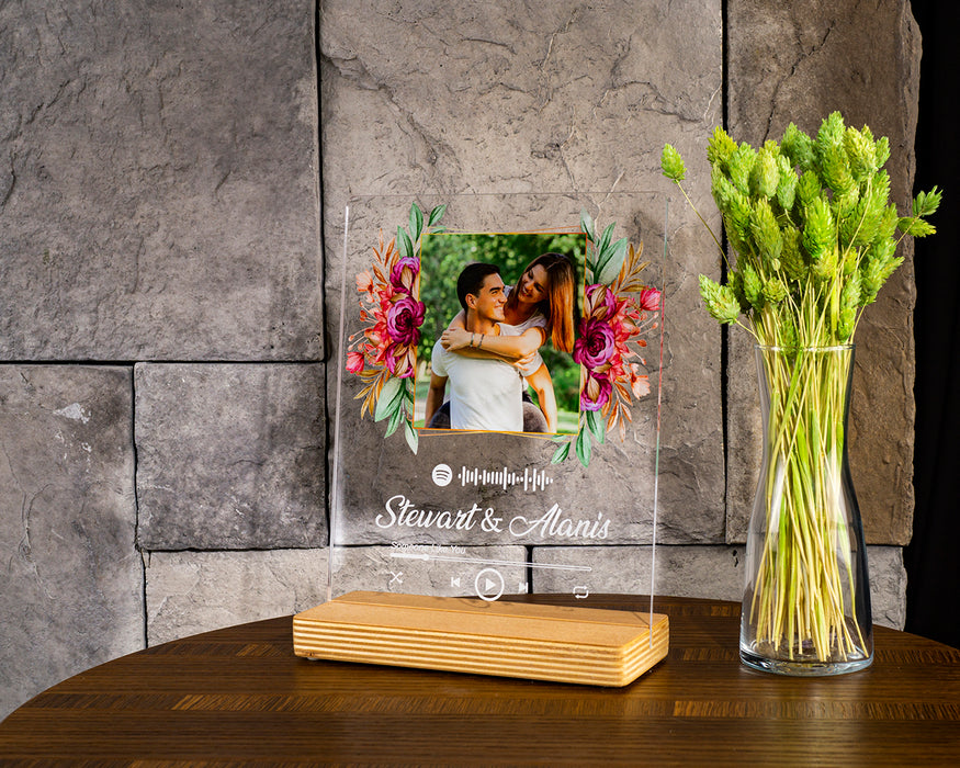 Kişiye Özel Pleksi Şeffaf Tablo Fotoğraflı Spotify Barkodlu Hediye Paketli