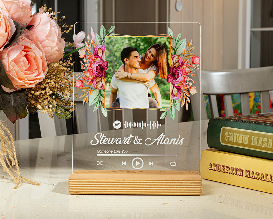 Kişiye Özel Pleksi Şeffaf Tablo Fotoğraflı Spotify Barkodlu Hediye Paketli