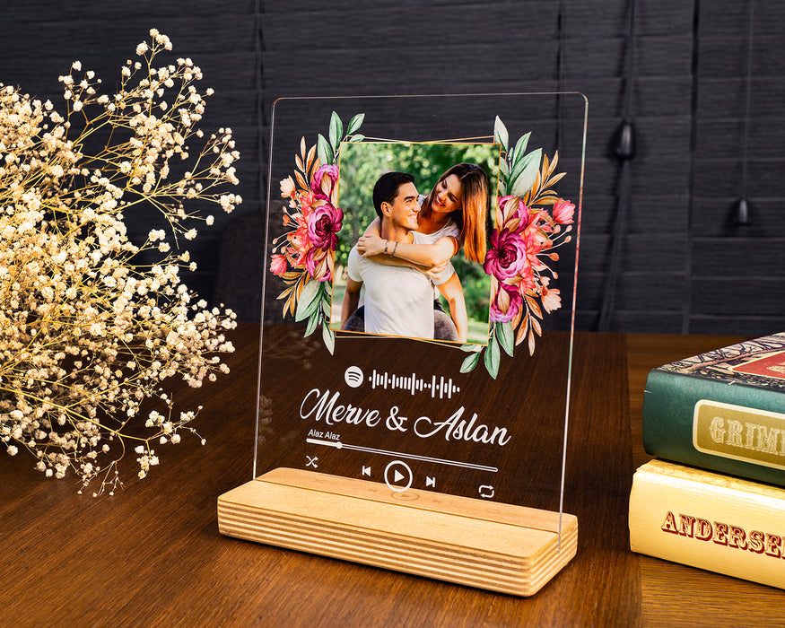 Kişiye Özel Pleksi Şeffaf Tablo Fotoğraflı Spotify Barkodlu Hediye Paketli