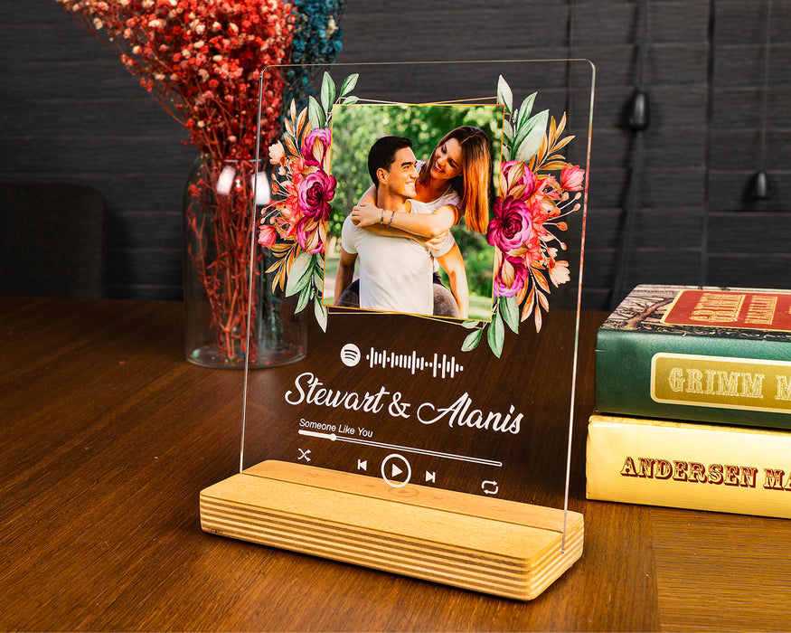 Kişiye Özel Pleksi Şeffaf Tablo Fotoğraflı Spotify Barkodlu Hediye Paketli