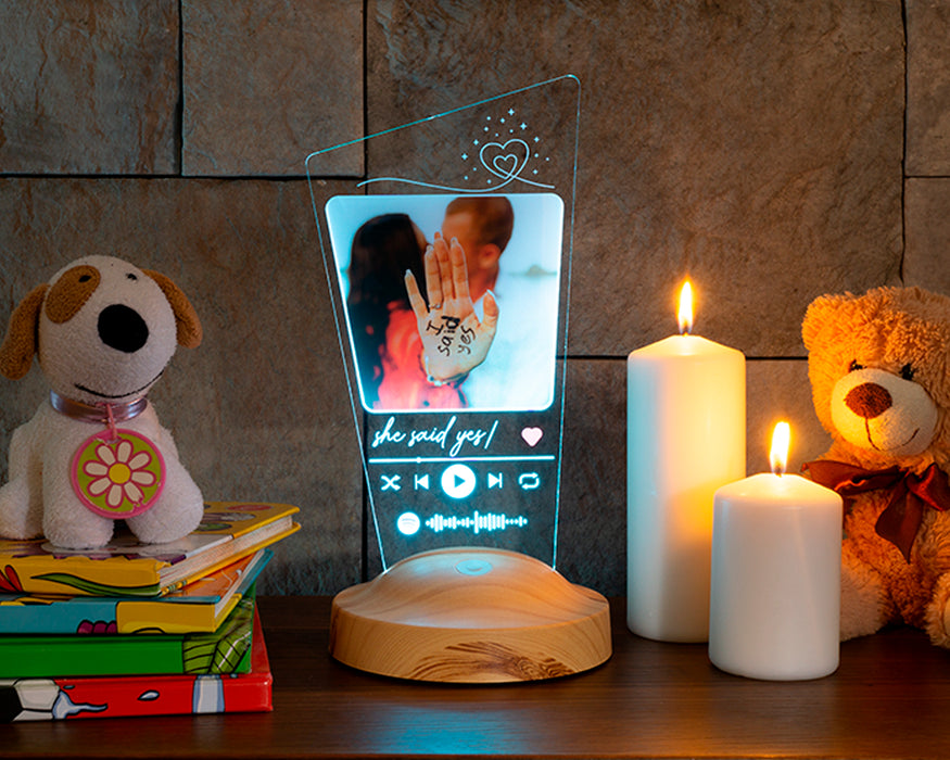 Sevgiliye Fotoğraflı Hediye, Eşe Hediye, Sevgiliye Özel Fotoğraflı Spotify Müzik Barkodlu Kişiye Özel Gece Lambası, Resimli Led Lamba