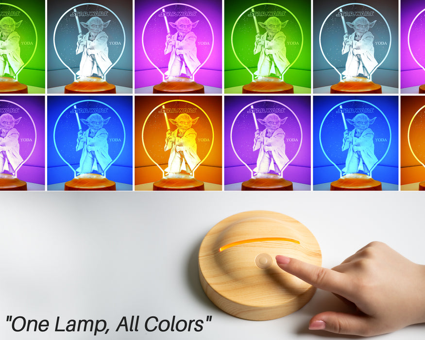 Star Wars Yoda Usta Figürü Kişiye Özel 3D Hediye Led Lamba, Yıldız Savaşları Hayranları Hediyelik