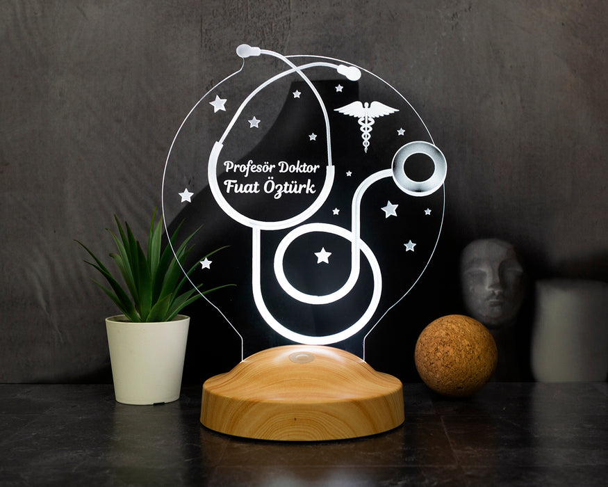 Steteskop Kişiye Özel Doktor Hediyesi Led Lamba Sağlık Çalışanı Hediyesi Steteskop Masa Lambası