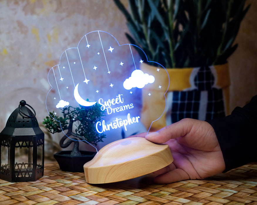 Ay ve Yıldız LED Lamba – İyi Geceler Yazılı Çocuk - Bebek Hediyesi