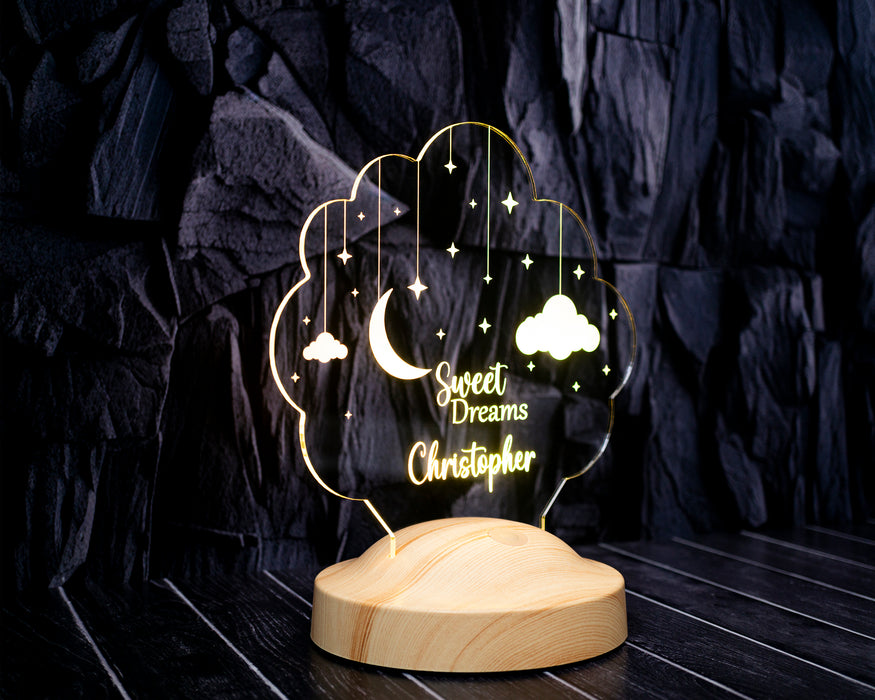 Ay ve Yıldız LED Lamba – İyi Geceler Yazılı Çocuk - Bebek Hediyesi