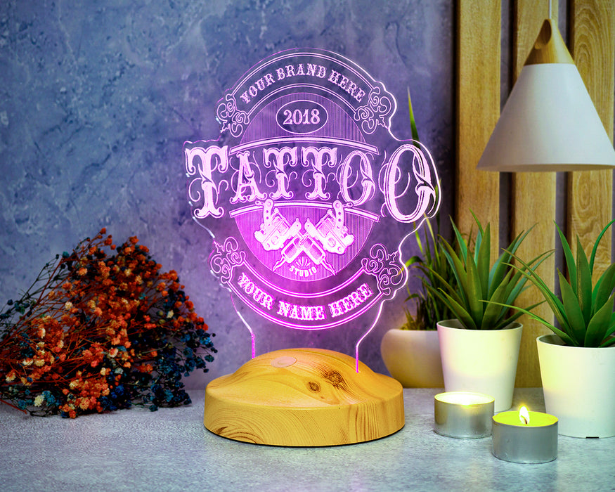 Dövme Sanatçılarına ve Tattoo Severlere Özel Hediye – Kişiye Özel Tasarımıyla Dövme Stüdyosu Dekoruna Uygun Hediye Led Lamba