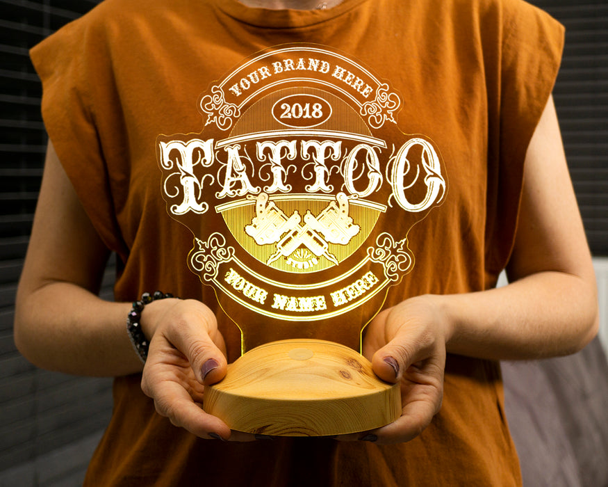 Dövme Sanatçılarına ve Tattoo Severlere Özel Hediye – Kişiye Özel Tasarımıyla Dövme Stüdyosu Dekoruna Uygun Hediye Led Lamba