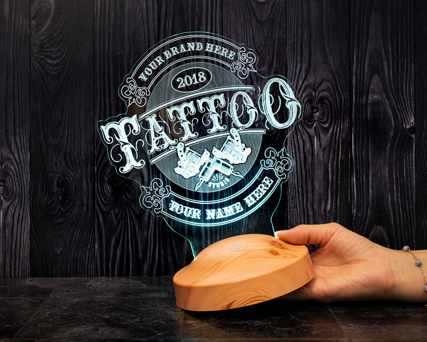 Dövme Sanatçılarına ve Tattoo Severlere Özel Hediye – Kişiye Özel Tasarımıyla Dövme Stüdyosu Dekoruna Uygun Hediye Led Lamba