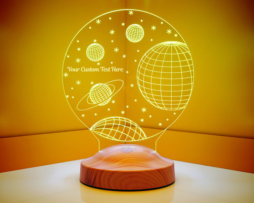 3 Boyutlu Uzay Temalı, Çocuk Odası Hediyesi, Galaksi Hediyesi, Gezegenler, Satürn Led Lamba