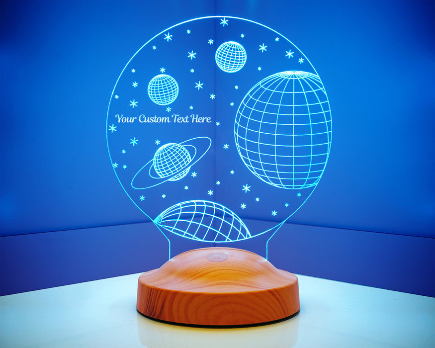 3 Boyutlu Uzay Temalı, Çocuk Odası Hediyesi, Galaksi Hediyesi, Gezegenler, Satürn Led Lamba