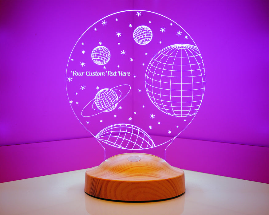 3 Boyutlu Uzay Temalı, Çocuk Odası Hediyesi, Galaksi Hediyesi, Gezegenler, Satürn Led Lamba