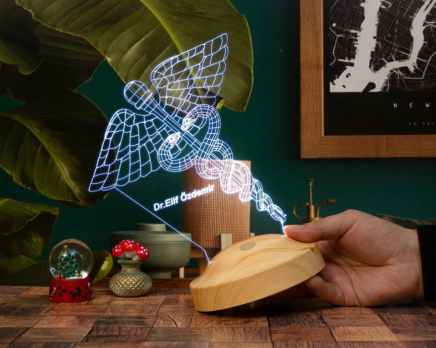 Tıp Sembollü Doktor Hediyesi Led Lamba, Doçent Doktor Ofis ve Muayenehane Hediyesi, 3D Tıp Logosu Lamba, Tıp Bayramı Hediyesi