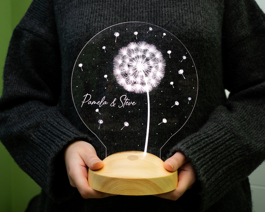 Karahindiba Led Gece Lambası, Kişiye Özel Tasarımlı - İsimli Sevgiliye, Eşe, Arkadaşa Hediye