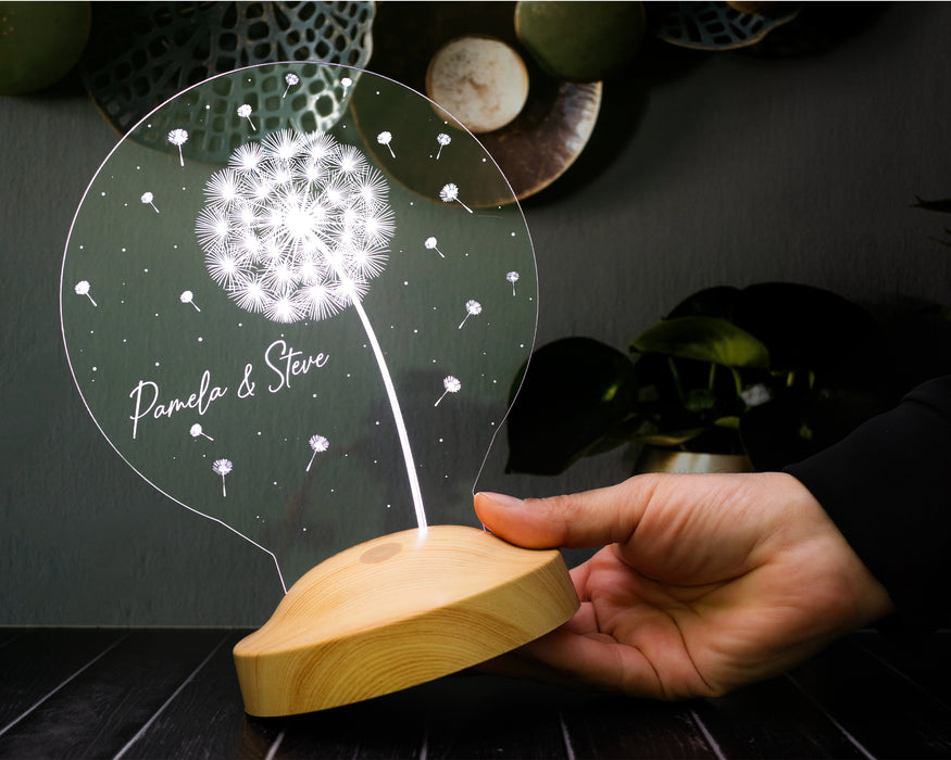 Karahindiba Led Gece Lambası, Kişiye Özel Tasarımlı - İsimli Sevgiliye, Eşe, Arkadaşa Hediye