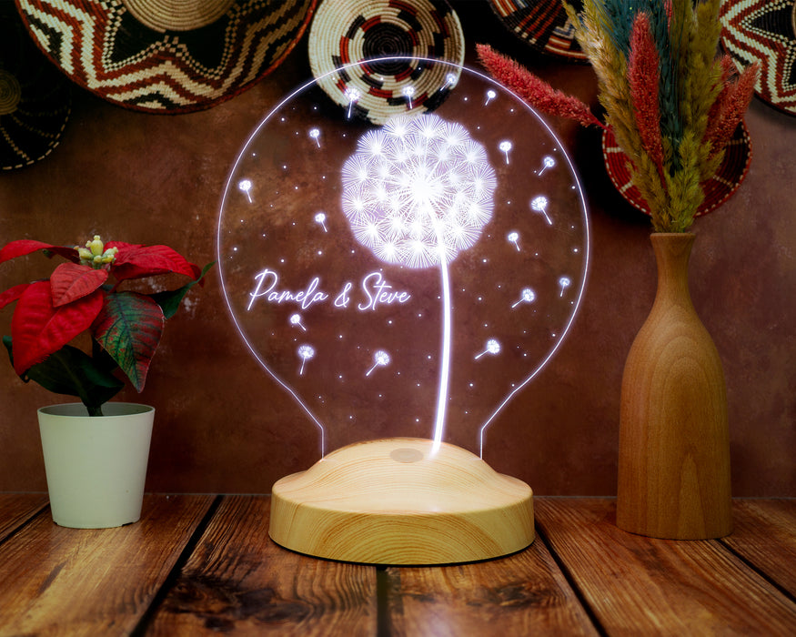 Karahindiba Led Gece Lambası, Kişiye Özel Tasarımlı - İsimli Sevgiliye, Eşe, Arkadaşa Hediye