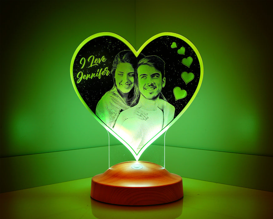 Sevgiliye Fotoğraflı Hediye, Eşe Hediye Fotoğraflı Kişiye Özel Resimli Kalp Şeklinde Foto Lamba