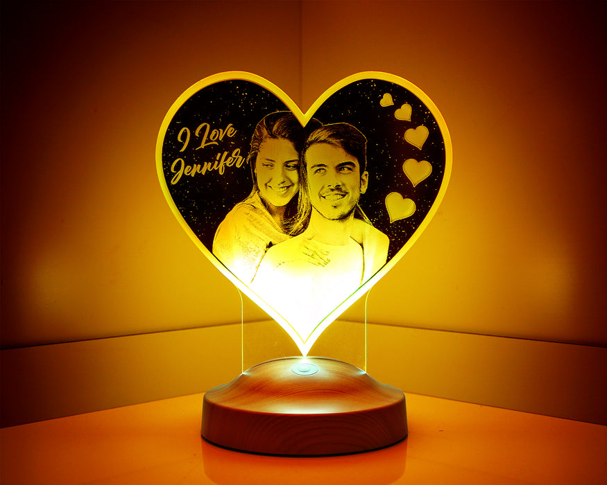 Sevgiliye Fotoğraflı Hediye, Eşe Hediye Fotoğraflı Kişiye Özel Resimli Kalp Şeklinde Foto Lamba