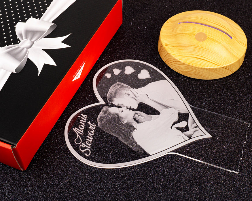 Sevgiliye Fotoğraflı Hediye, Eşe Hediye Fotoğraflı Kişiye Özel Resimli Kalp Şeklinde Foto Lamba