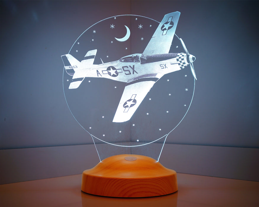 Babaya Hediye Babalar Günü Hediyesi Uçak Gecelambası Kişiye Özel 3D Led Lamba, Mustang P 51 Kuzey Amerika