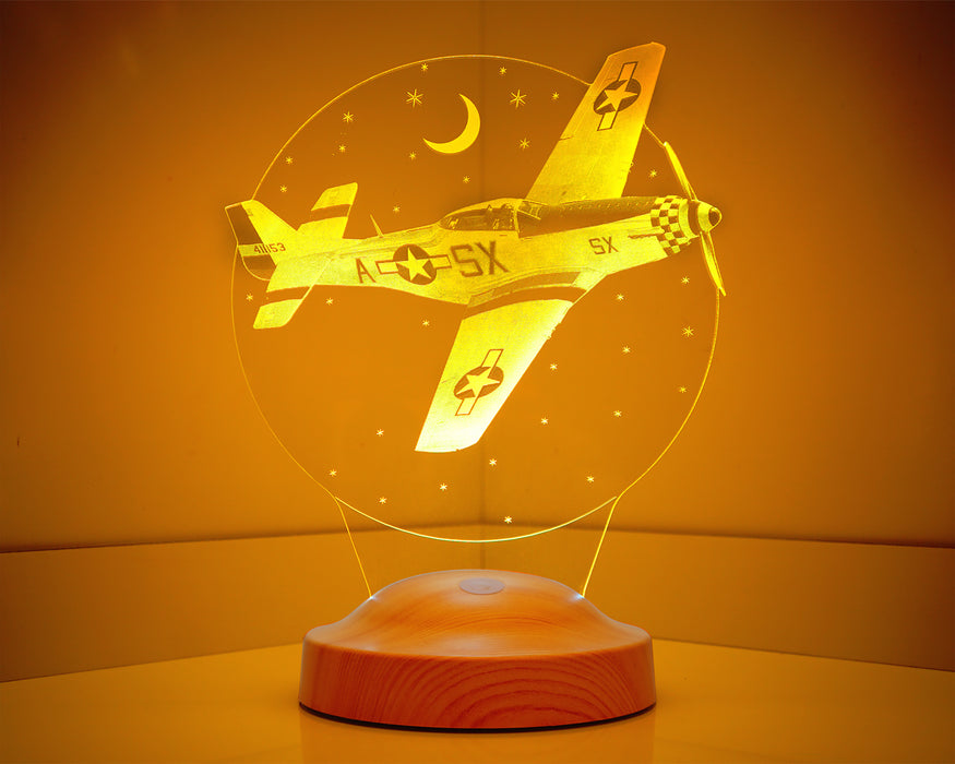 Babaya Hediye Babalar Günü Hediyesi Uçak Gecelambası Kişiye Özel 3D Led Lamba, Mustang P 51 Kuzey Amerika