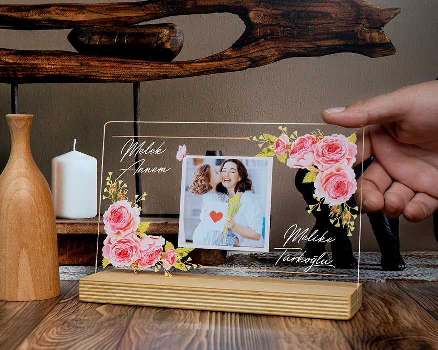 Melek Annem Çiçekli Çerçeve – Kişiye Özel Anne Hediyesi